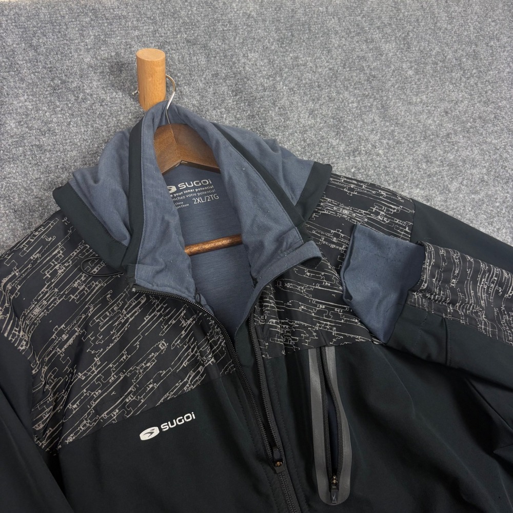 Sugoi Ignite Shelter Jacket Mens 2XL Black Reflective Cycling Running 72001U